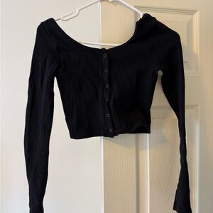 Aeropostale Black Button-Up Crop Top